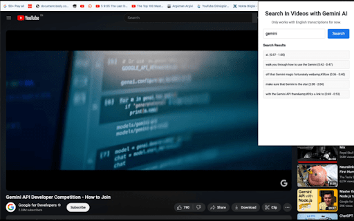 Search in YouTube Videos with AI: Chrome Extension - AI Video Search Tool