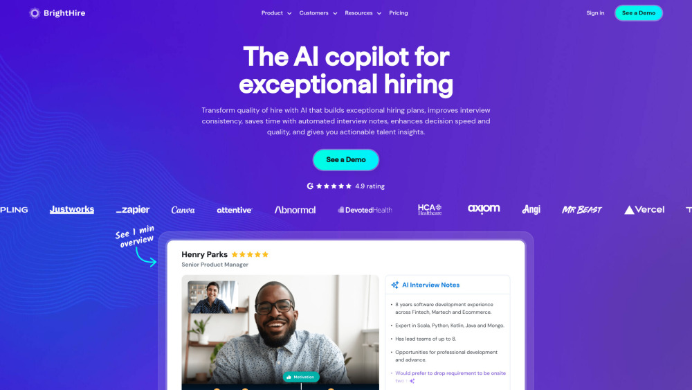 BrightHire: AI Interview Intelligence for Streamlined Hiring Solutions