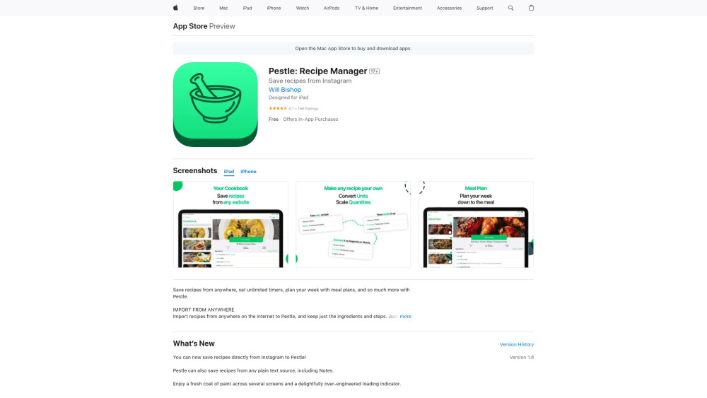 Pestle Recipe Manager: Guided Cooking & Easy Recipe Management