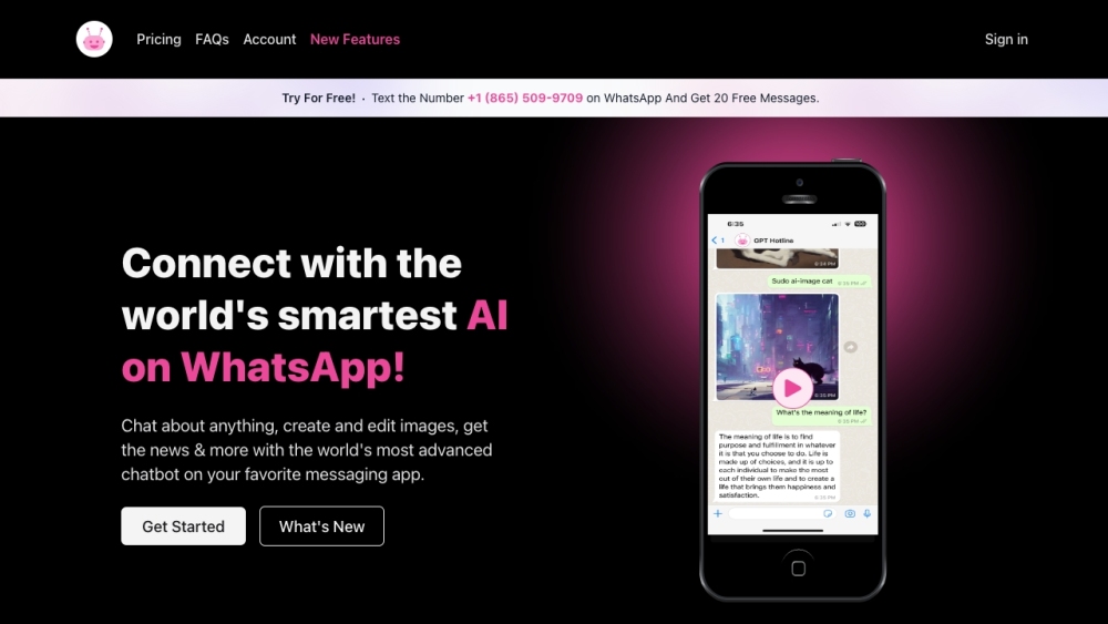GPT Hotline: Chat, Create, News & More with Smart AI on WhatsApp