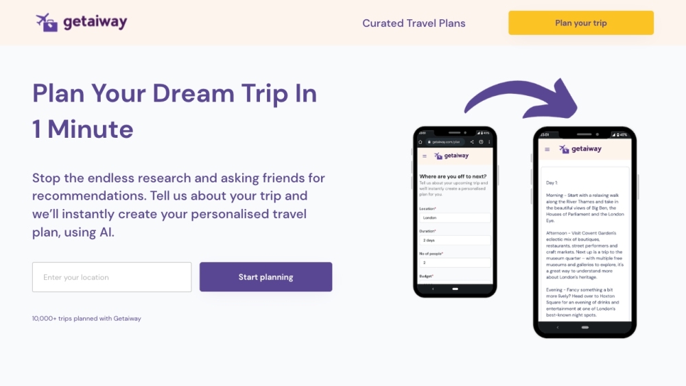 GetAIWay: Personalized AI Travel Plans for Tailored Adventures