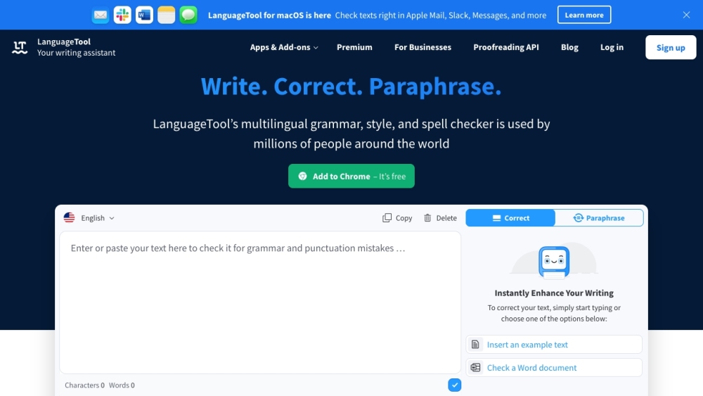 LanguageTool: Free Grammar Checker & Paraphraser for Multiple Languages