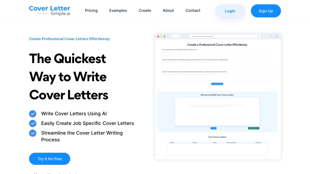 CoverLetterSimple.ai: AI-Powered Tool for Personalized Cover Letters