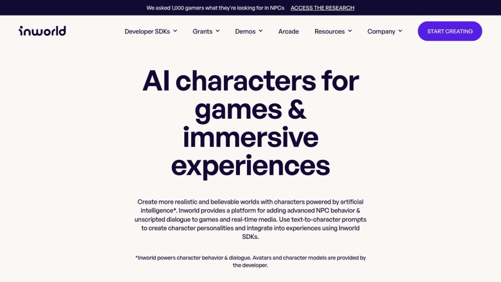 Inworld: AI Engine for Lifelike, Immersive In-Game Characters