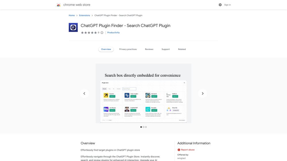 ChatGPT Plugin Store: Chrome Extension - Easily Find Target Plugins Fast