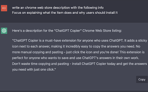 ChatGPT Copier : Copy Answers with One Click