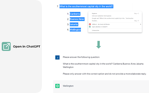 ChatGPT Text Selection Extension - Chrome: Open Text with Custom Prompts