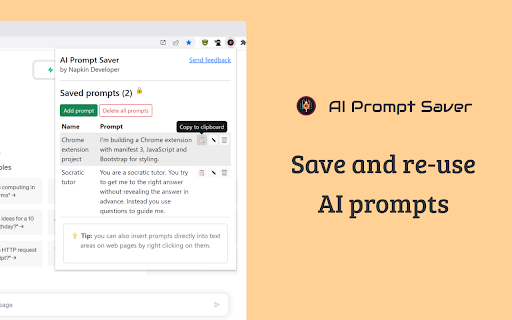 Prompt Manager - Chrome Extension: Save & Re-use Prompts Effortlessly