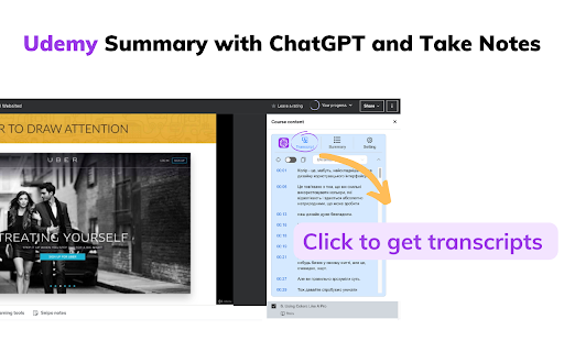 ChatGPT with Udemy videos summary generator : Enhance Learning