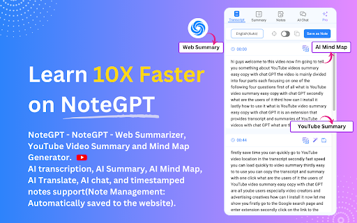 NoteGPT - Chrome Extension: Summarize YouTube Videos with NoteGPT