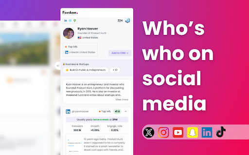 Favikon - Chrome Extension: Get Creator Context While Browsing Social Media