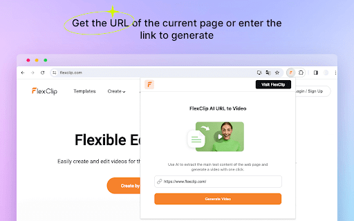 FlexClip AI URL to Video - Chrome Extension: Instant Conversion