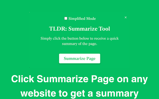 TLDR: Summarize Tool - Chrome Extension : Webpage Summarizer : Summarize Webpages