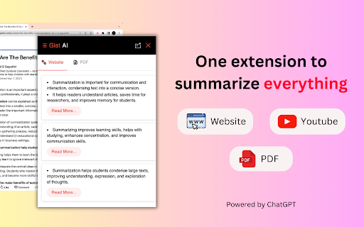 Gist AI - Chrome Extension : Free Summarization Tool