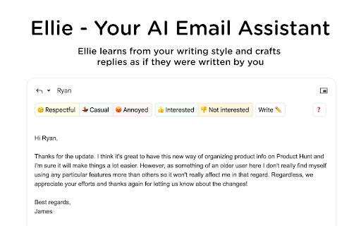 Ellie - Chrome Extension: Personalized Email Assistant : Key Features