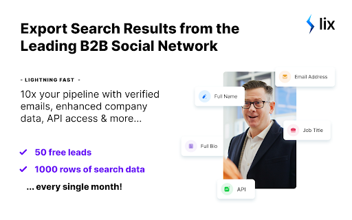 Lix It - Chrome Extension: Fast B2B Lead Generation with 50 Free Leads