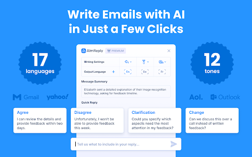 AImReply - Chrome Extension: AI Assistant for Email & Content Creation : Enhancing Email & Content