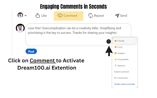Dream100.ai - Chrome Extension : AI-powered LinkedIn Assistant