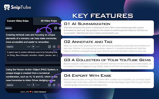 SnipTube: Chrome Extension for Effortless Video Highlights & Summaries