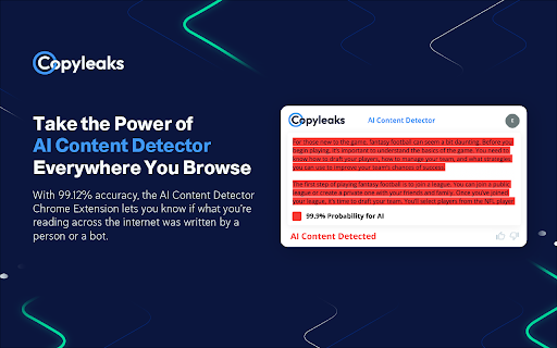 Copyleaks AI Content Detector - Chrome Extension: Accurate Text ID