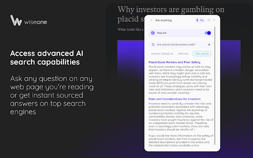 Wiseone - Chrome Extension: Efficient Web Exploration : Enhanced Browsing
