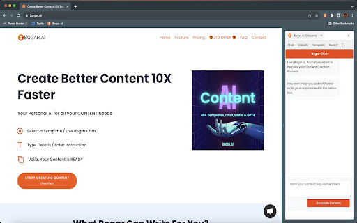 Bogar.AI - Chrome Extension: Seamless Content Creation : Create Content Seamlessly