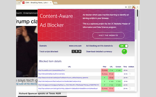 AdBlock ML - Chrome Extension: Smart Ad Blocker Using Machine Learning