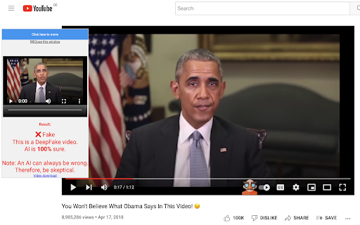 Deepfake Buster - Chrome Extension : Detect Deepfakes on YouTube™ Effortlessly