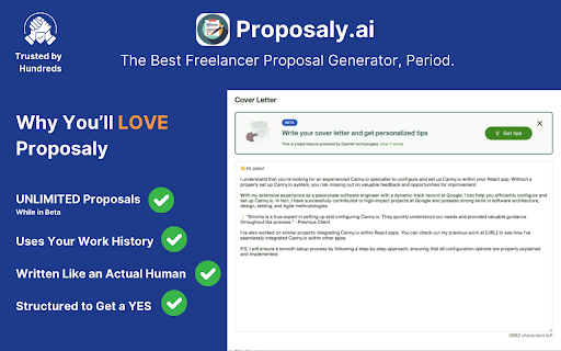 Proposaly - Chrome Extension : AI Cover Letter Proposals