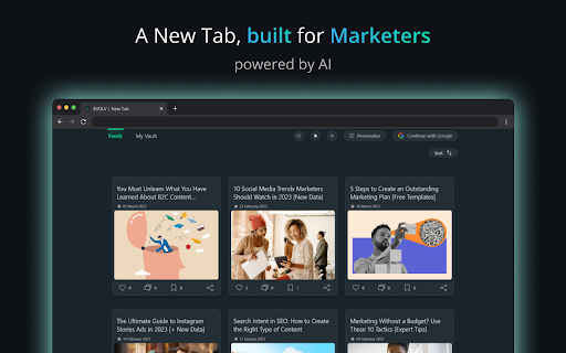 EVOLV New Tab - Chrome Extension: Marketing News & Tools for Marketers