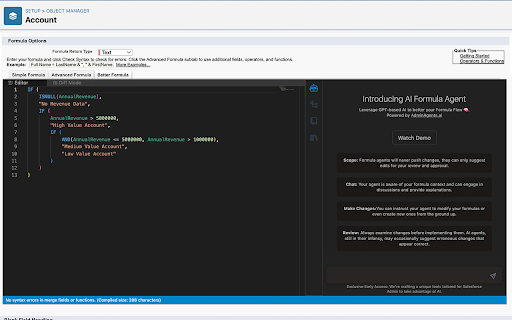 Formula AI Assistant : Enhances Salesforce Formula Editor & GPT AI Assistance