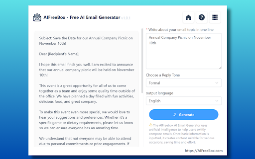 Free AI Email Generator: Smart Email Creation Tool : AI Email Generation