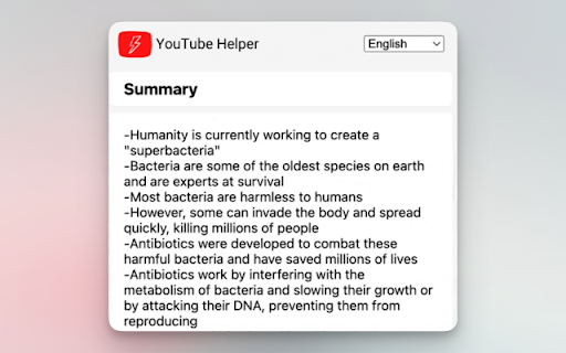 YouTube Helper: Summarizes YouTube Videos