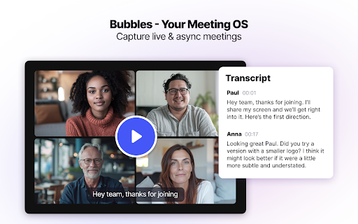 Bubbles - Chrome Extension: Free Screen Recorder & AI Meeting Notetaker : Key Features