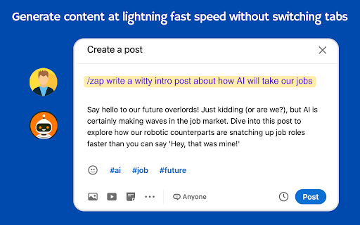 Zapdroid Chrome Extension : AI Writing Enhancement