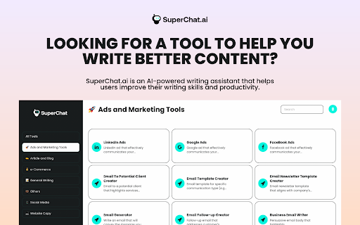 SuperChat.ai - Chrome Extension : AI Writing Tool with Ultimate Features