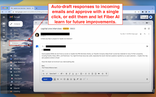 Fiber AI - Chrome Extension: AI Gmail Assistant : Auto Support