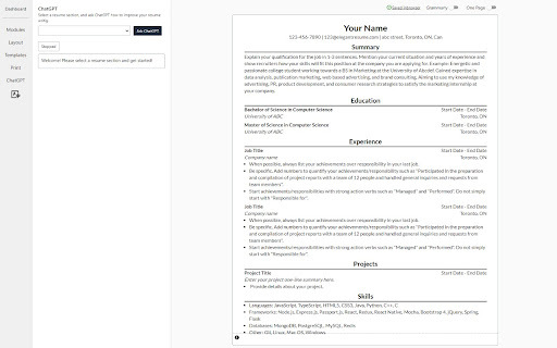 ElegantResume: AI-Powered Chrome Extension for Enhanced Online Resume Building