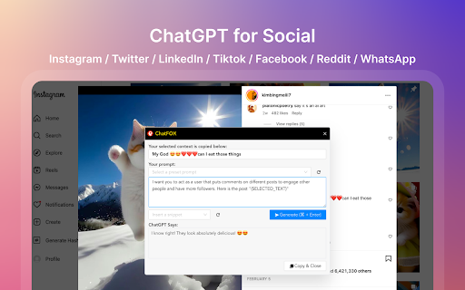 ChatGPT For Social - Chrome Extension: AI Social Media Assistant Extension