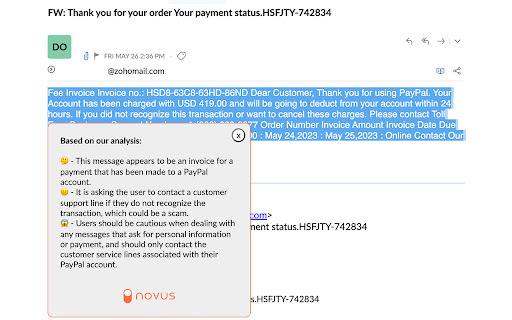 Novus - Chrome Extension: AI Scam Warnings and Protection Tool