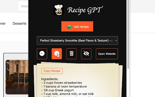 Recipe GPT - Chrome Extension: Webpage Scanner for Recipes