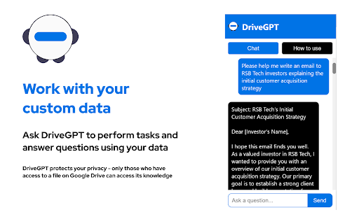 DriveGPT - Chrome Extension: AI for Google Drive-Powered Research Tasks