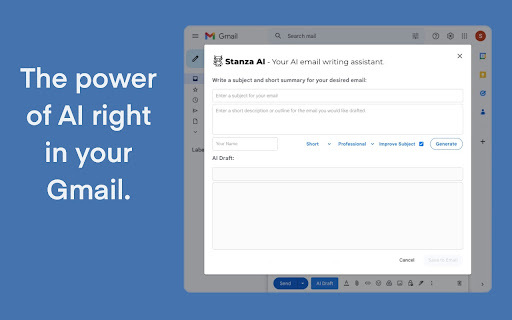 Stanza AI - Chrome Extension : AI-powered Email Drafting