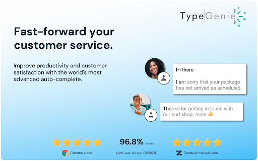 TypeGenie for Zendesk Chat and Messaging - Chrome Extension : AI-powered Completions