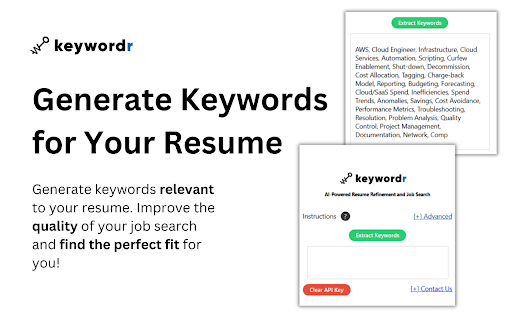 Keywordr - Chrome Extension : AI-powered Keyword Suggestions