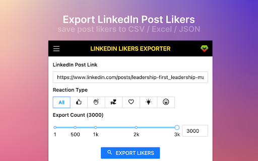 Likers Export - Chrome Extension: Automated LinkedIn Liker Extraction Tool