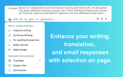 FoxAI - Chrome Extension: AI Writing Assistance : Enhance Writing