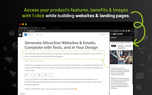GETitOUT - Chrome Extension : Speed Up Marketing Creation