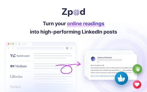 Zpod - Chrome Extension : AI-powered LinkedIn content assistant.