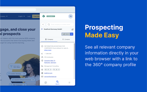 Dealfront Connect: AI-Powered Chrome Extension for B2B Prospecting Tool